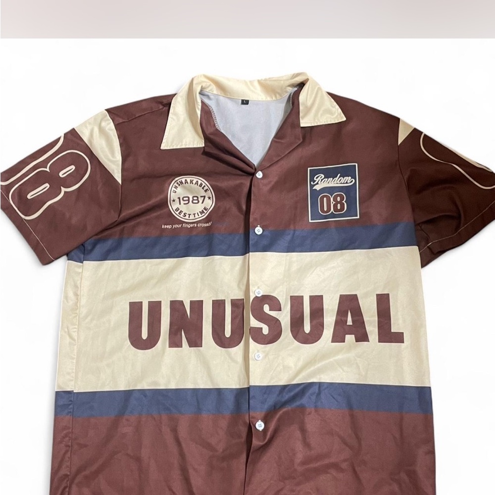 Brown and Cream Men's Shirt
